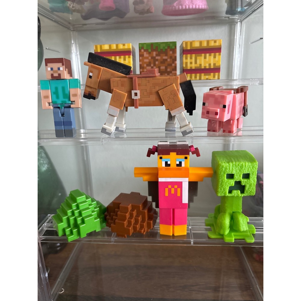 Minecraft Figure Lot Steve Horse Pig Creeper Blocks McDonalds Toy‎ 10pc Set